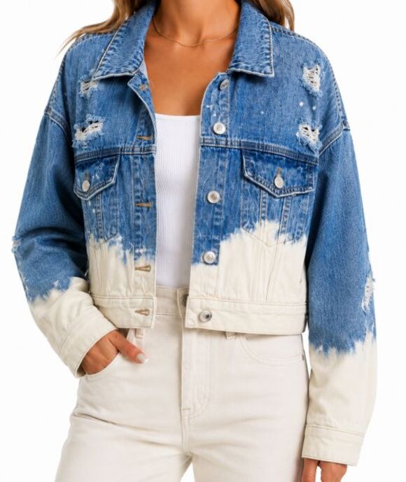 Vervet Jackets & Blazers - Vervet Los Angeles Women’s Denim Jacket Size Medium Oversized Distressed Dip Dye